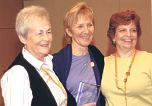 Colleagues, Eugenie Newton (left) & Marjeanne Estes, celebrate with Carole at the 2008 AMTA National Teacher of the Year Ceremony.